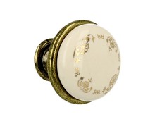 Gałka GP19 ZnAl Porcelana Mleczna MLK-3 Mosiądz antyczny(W) - Gamet