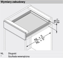 Szuflady Szuflada METABOX / wys. N=54 mm / dł. 27 cm / 25 kg / wysuw 75% / kremowy - Blum