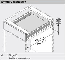 Szuflady Szuflada METABOX / wys. M=86 mm / dł. 35 cm / 25 kg / wysuw 75% / kremowy - Blum