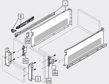 Szuflady Szuflada METABOX / wys. H=150 mm / dł. 40 cm / 25 kg / wysuw 75% / kremowy - Blum