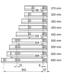Prowadnica TANDEM 550H dł.40cm OTWIERANIE DOTYKOWE 75%Wysuw 30kg - Blum