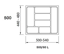 SMART Wkład Do Szuflad 60L 440-480mm x 500-540mm Srebrny - Agoform