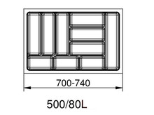 SMART Wkład Do Szuflad 80L 440-480mm x 700-740mm Srebrny - Agoform