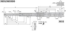 Prowadnica kulkowa 3832DO 70cm 45kg 100%wysuw Accuride - Accuride