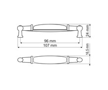 Uchwyt UP21 - nikiel patynowany, porcelana mleczna / rozstaw 96 mm - Gamet