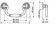 Uchwyt ZnAl UR21 antique english Rozstaw 80 mm - Gamet