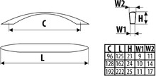 Uchwyt US26 - nikiel szczotkowany / rozstaw 128 mm - Gamet