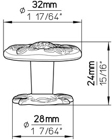 Uchwyty Gałka EVANGELINE 357-33 - stary mosiądz / fi 33 mm - Siro