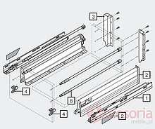 Tandembox Wys.D(M+2R)=198mm Głęb.55cm 30kg SZARA Hamulec - Blum