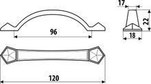Uchwyt UR07 - nikiel patynowany / rozstaw 96 mm - Gamet