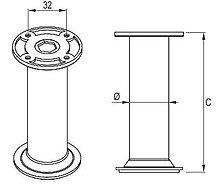 Nóżka aluminium chrom fi32, wys. 10 cm regulowana - Rejs