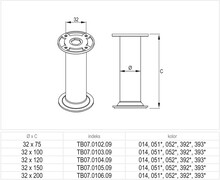 Nóżka okrągła z regulacją ALU-SO01 fi 3.2 cm / 20 cm - aluminium/chrom - Rejs
