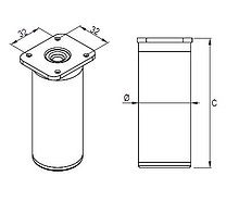 Nóżka aluminium fi40, wys. 10 cm regulowana - Rejs