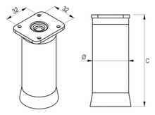 Nóżka aluminium fi40, wys. 12 cm z regulacją - Rejs