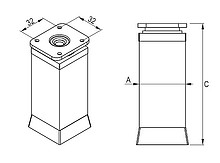 Nóżka aluminiowa kwadratowa, z regulacją wys. 7,5 cm - Rejs