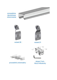 Systemy drzwi przesuwnych Zestaw HORUS HR12 do 2 drzwi przesuwnych / dł. 120 cm / 45 kg - Valcomp