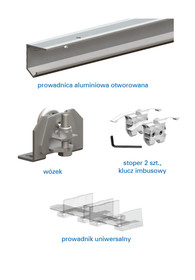 Prowadnice do drzwi Zestaw JUPITER JU15 do 1 drzwi przejściowych / dł. 150 cm / 30 kg - Valcomp