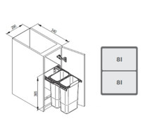 Pojemniki na śmieci do zabudowy Podwójny kosz na śmieci ALADIN 2 40 cm - Rejs