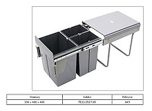 Kosz na śmieci JC601M  40 potrójny Z Mocowaniem Frontu - IMPORT