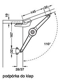 Podnośnik z Hamulcem Do Klap Ciężkich Drew. i ALU Szer od 45mm - Häfele
