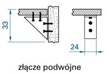 Podpórki i kątowniki Złącza meblowe podwójne Valcomp - sosna / 12 szt. - Valcomp