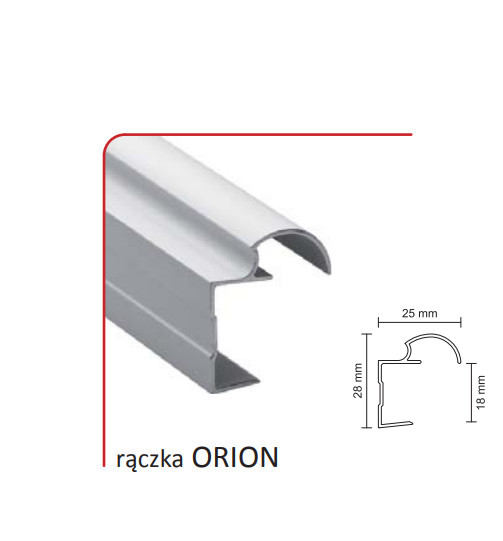 Rączka ORION 18/P do drzwi przesuwnych - jasny brąz / dł. 270 cm