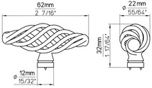 Uchwyty Gałka CAGE 1268 - czarny mat / 62 mm - Siro