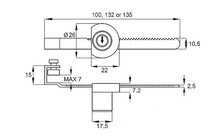 Zamki Zamek do szklanych drzwi przesuwnych Siso X-750 - chrom / L-135 / fi 17.5 mm - Siso