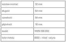Uchwyt nowoczesny WMN 300 nikiel szczotkowany rozstaw 32mm - Giusti