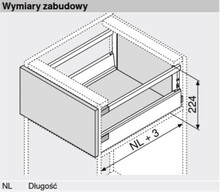 Szuflady Szuflada TANDEMBOX ANTARO z hamulcem / wys. D=M+reling / dł. 50 cm / 30 kg / szary - Blum