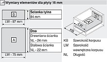 Szuflada Tandembox Wewnętrzna Wys.M=83mm dł.50cm 30kg SZARA Blum - Blum