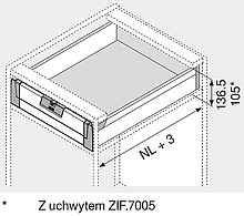 Szuflada Tandembox Wewnętrzna Wys.M=83mm dł.50cm 30kg SZARA Blum - Blum