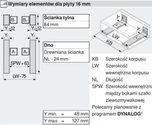 Szuflady Szuflada Tandembox Wys.M=83mm ZLEWOZMYWAKOWA Dł.45cm 30kg SZARA - Blum