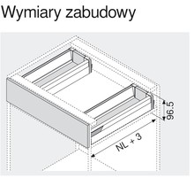 Szuflady Szuflada Tandembox Wys.M=83mm ZLEWOZMYWAKOWA Dł.45cm 30kg SZARA - Blum