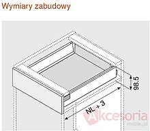 Szuflady Szuflada ANTARO Wys.M=83mm dł.60cm 65kg CZARNA Hamulec - Blum