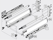 Szuflady Szuflada TANDEMBOX ANTARO z hamulcem / wys. D=M+reling / dł. 55 cm / 30 kg / szary - Blum