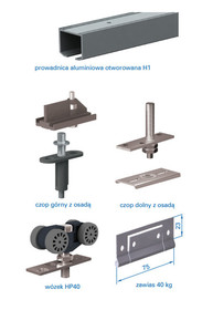 Systemy drzwi przesuwnych Zestaw HERKULES PLUS HP40 do 2 drzwi składanych / dł. 150 cm / 40 kg - Valcomp