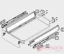 Szuflady Tandembox ANTARO Wys.N=68mm dł.50cm 30kg CZARNA hamulec - Blum