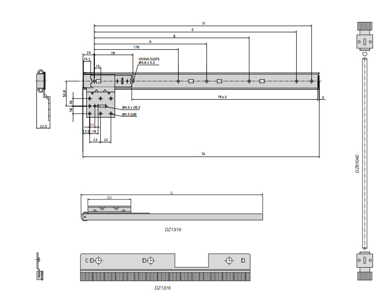 Pręt DZ61040 Dł.180cm Do Prowadnic 1316/1319