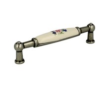 Uchwyt UP21 - nikiel patynowany, porcelana mleczna z kwiatem / rozstaw 96 mm - Gamet