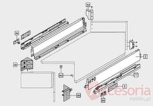 Szuflady Szuflada Tandembox NAROŻNA Wys.M=83mm Dł.65cm 65kg SZARA SPACE - Blum