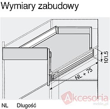 Szuflady Szuflada Tandembox NAROŻNA Wys.M=83mm Dł.65cm 65kg SZARA SPACE - Blum