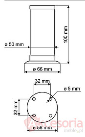 Nóżka NA12 naturalne aluminium wys.35cm z regulacją(W) - Gamet