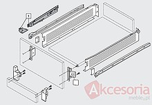 Szuflady Szuflada METABOX 320M Z Hamulcem H=86mm 45cm Szara Wysuw 75% - Blum