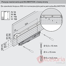 Szuflada METABOX 320N Z Hamulcem h=54mm 55cm Kremowa Wysuw 75% - Blum