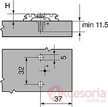 Prowadniki CLIP 174H7130EXPANDO H=3mm Regul. Mimośrod. Op.=50szt - Blum