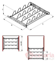 Półka Wysuwna Alfa Na Buty SREBRNA Szer. 557-623mm/Gł.450mm - Rejs