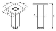 Nóżka aluminiowa kwadratowa, z regulacją wys. 12 cm - Rejs