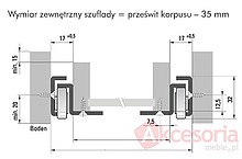 Prowadnica STALOWA ROLKA AF080 100cm 100kg 75%wysuw Ocynk Wurth - Würth