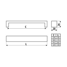 Uchwyt aluminiowy UA59 - czarny połysk / rozstaw 160 mm - Gamet